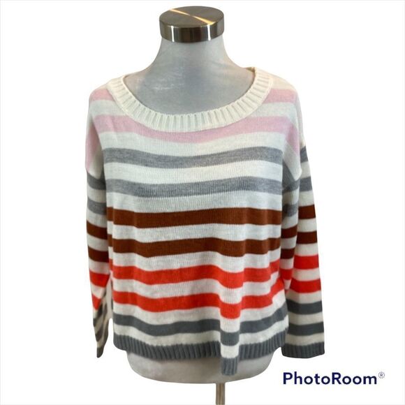 Shein Ladies Striped Knit Boat Neck Sweater Size Large - Picture 2 of 11